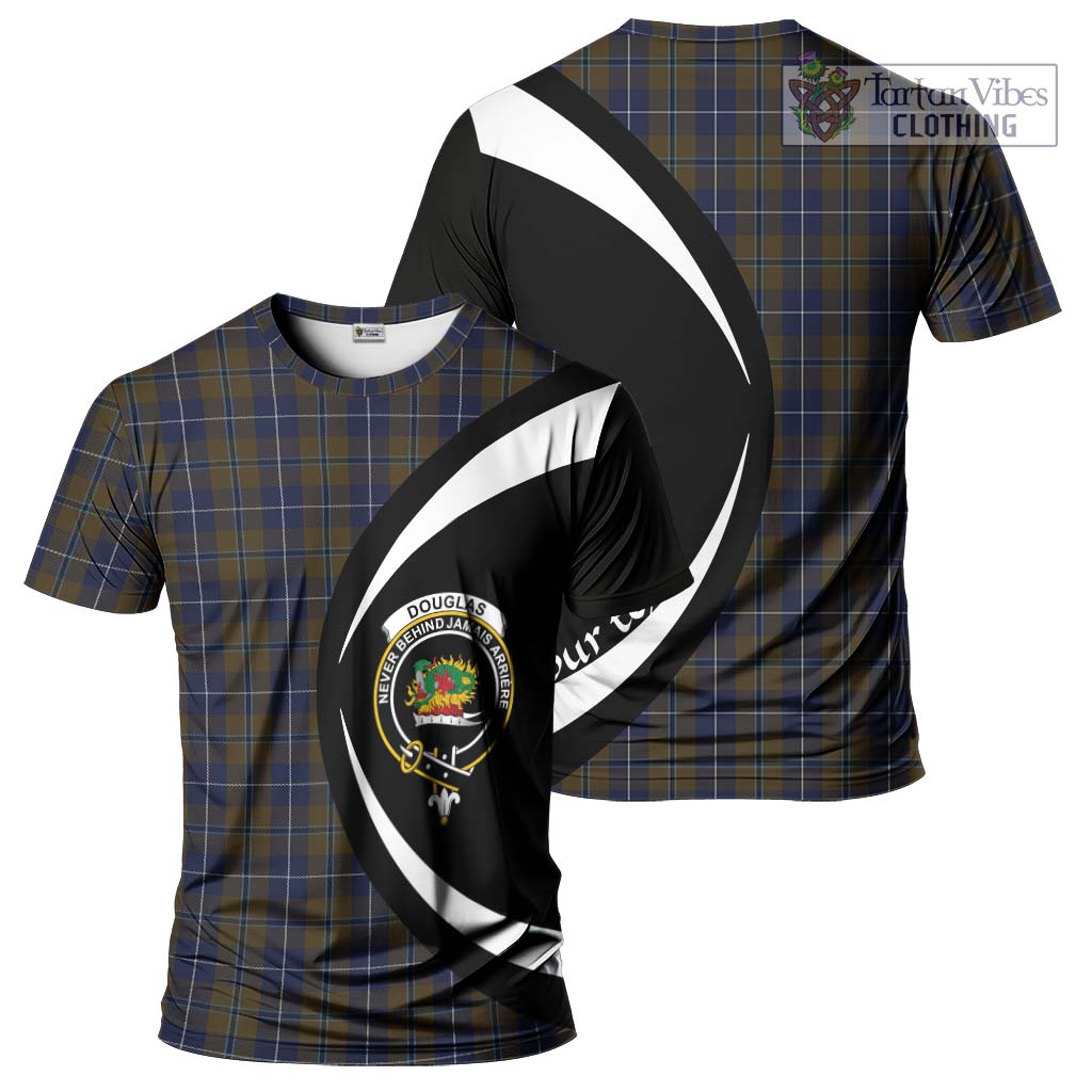 Tartan Vibes Clothing Douglas Brown Tartan T-Shirt with Family Crest Circle Style