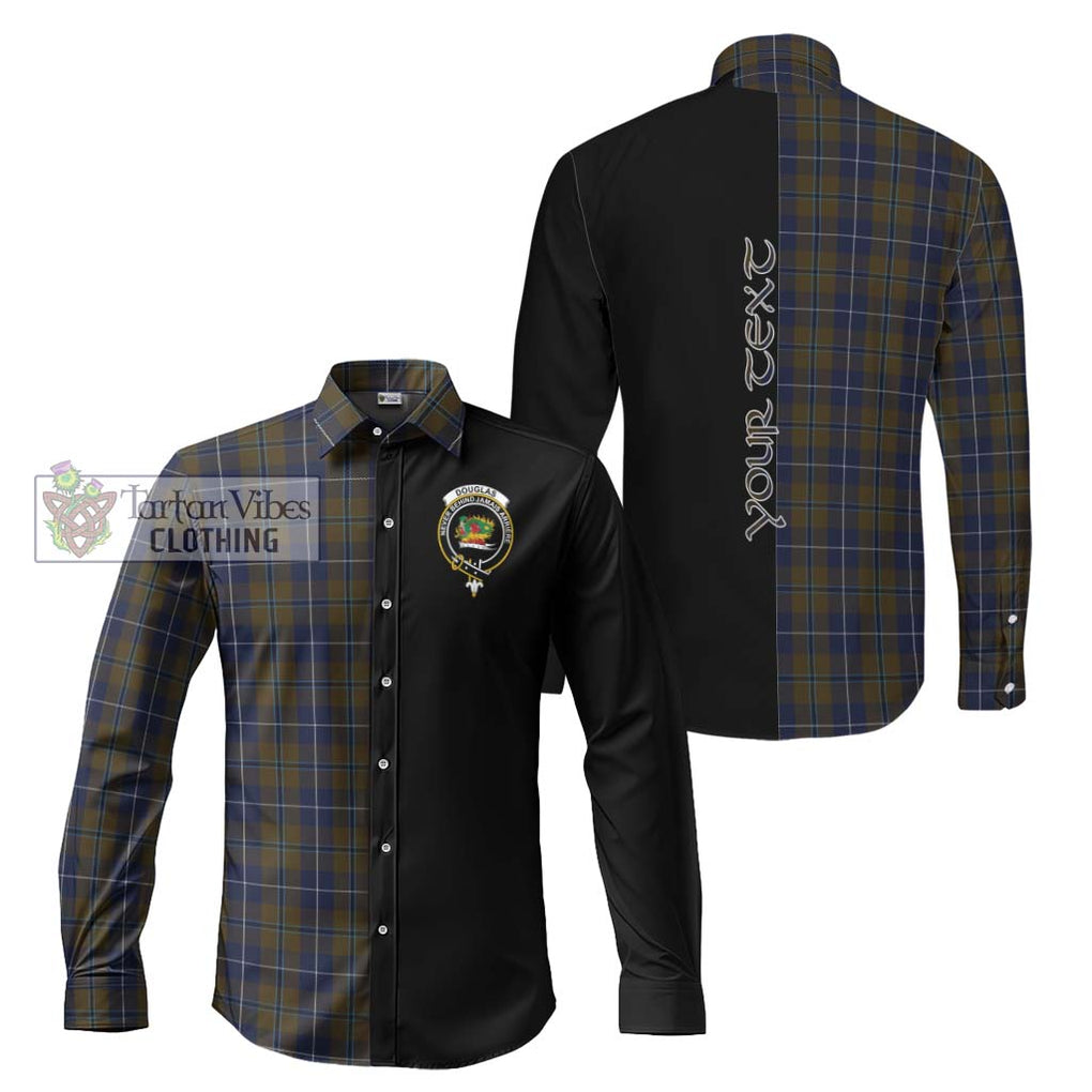 Douglas Brown Tartan Long Sleeve Button Shirt with Family Crest and Half Of Me Style Men's Shirt S - Tartanvibesclothing Shop