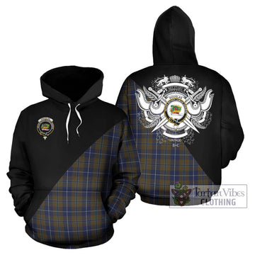 Douglas Brown Tartan Hoodie with Family Crest and Military Logo Style