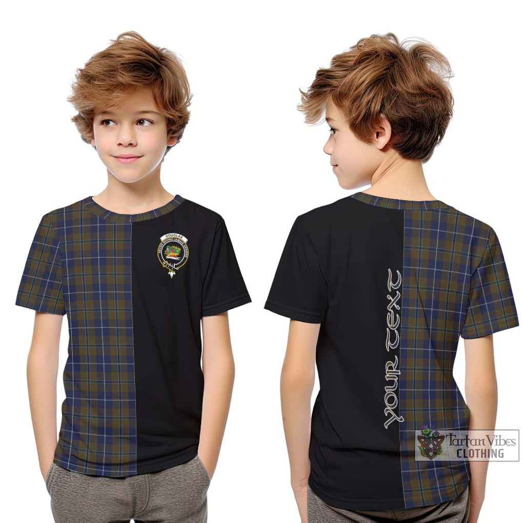 Douglas Brown Tartan Kid T-Shirt with Family Crest and Half Of Me Style Youth XL Size14 - Tartanvibesclothing Shop