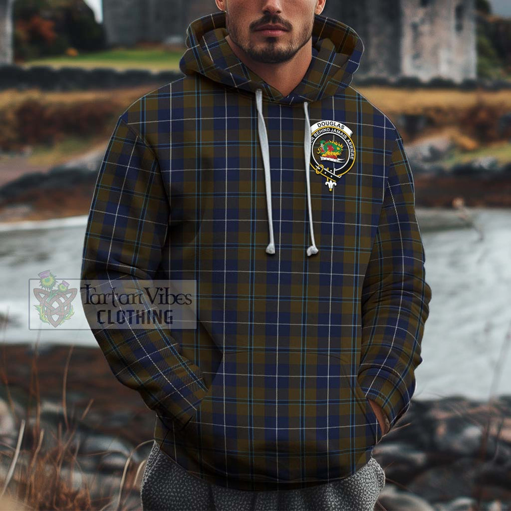 Douglas Brown Tartan Cotton Hoodie with Family Crest Pullover Hoodie XS - Tartan Vibes Clothing