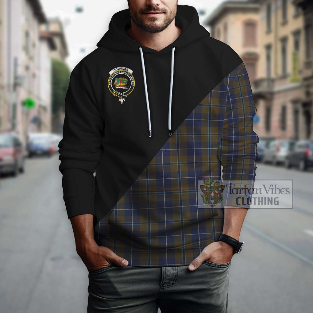 Douglas Brown Tartan Hoodie with Family Crest and Military Logo Style - Tartanvibesclothing Shop