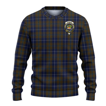 Douglas Brown Tartan Ugly Sweater with Family Crest