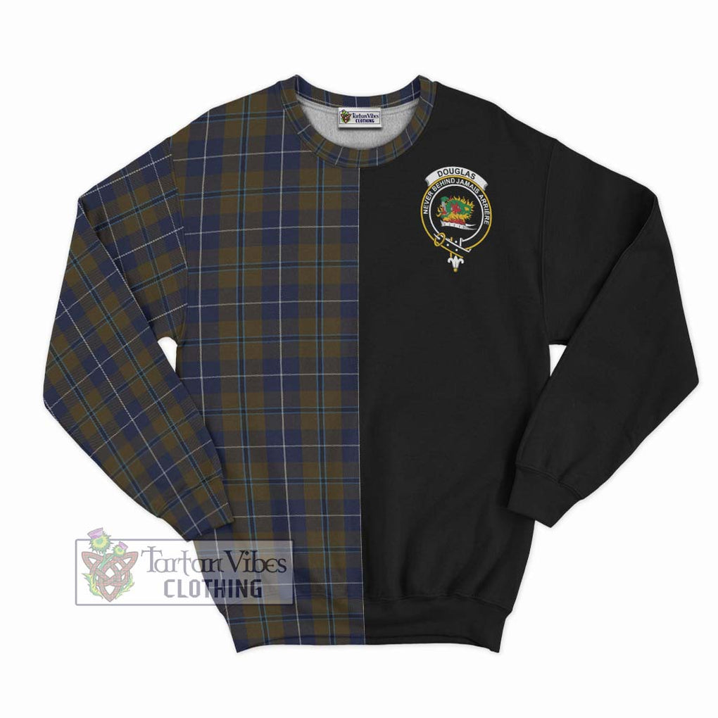 Douglas Brown Tartan Sweatshirt with Family Crest and Half Of Me Style - Tartanvibesclothing Shop