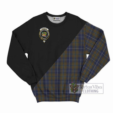 Douglas Brown Tartan Sweatshirt with Family Crest and Military Logo Style