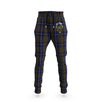 Douglas Brown Tartan Joggers Pants with Family Crest