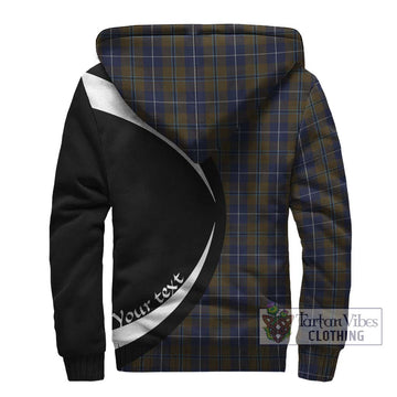 Douglas Brown Tartan Sherpa Hoodie with Family Crest Circle Style