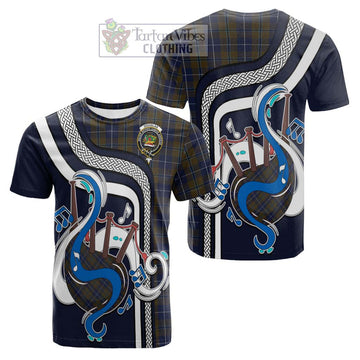 Douglas Brown Tartan Cotton T-shirt with Epic Bagpipe Style