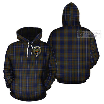 Douglas Brown Tartan Cotton Hoodie with Family Crest