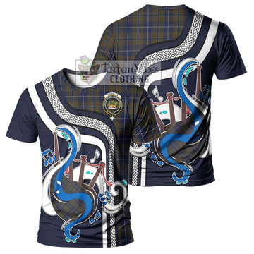 Douglas Brown Tartan T-Shirt with Epic Bagpipe Style