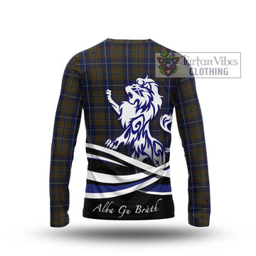 Douglas Brown Tartan Long Sleeve T-Shirt with Alba Gu Brath Regal Lion Emblem