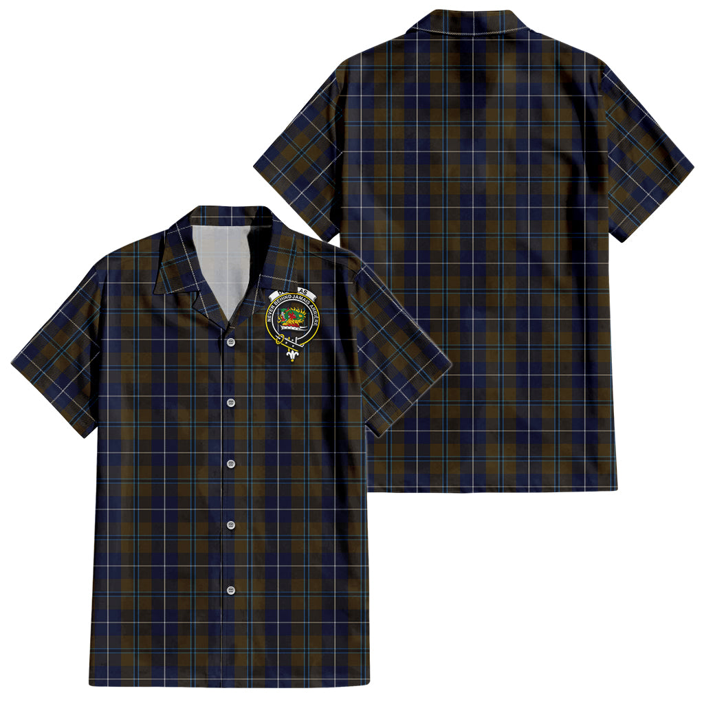 douglas-brown-tartan-short-sleeve-button-down-shirt-with-family-crest