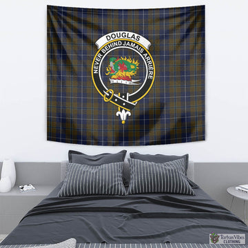 Douglas Brown Tartan Tapestry Wall Hanging and Home Decor for Room with Family Crest