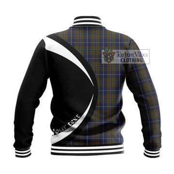 Douglas Brown Tartan Baseball Jacket with Family Crest Circle Style