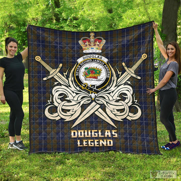 Douglas Brown Tartan Quilt with Clan Crest and the Golden Sword of Courageous Legacy