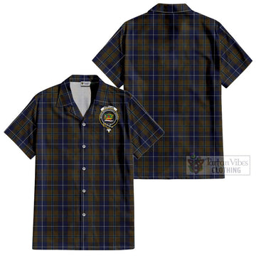 Douglas Brown Tartan Cotton Hawaiian Shirt with Family Crest