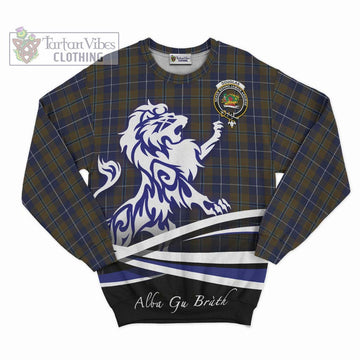 Douglas Brown Tartan Sweatshirt with Alba Gu Brath Regal Lion Emblem