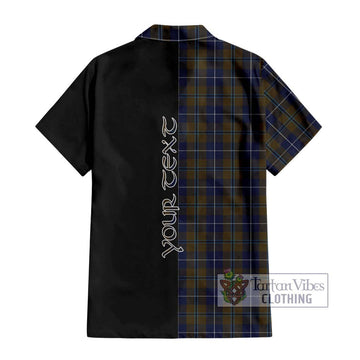 Douglas Brown Tartan Short Sleeve Button Shirt with Family Crest and Half Of Me Style