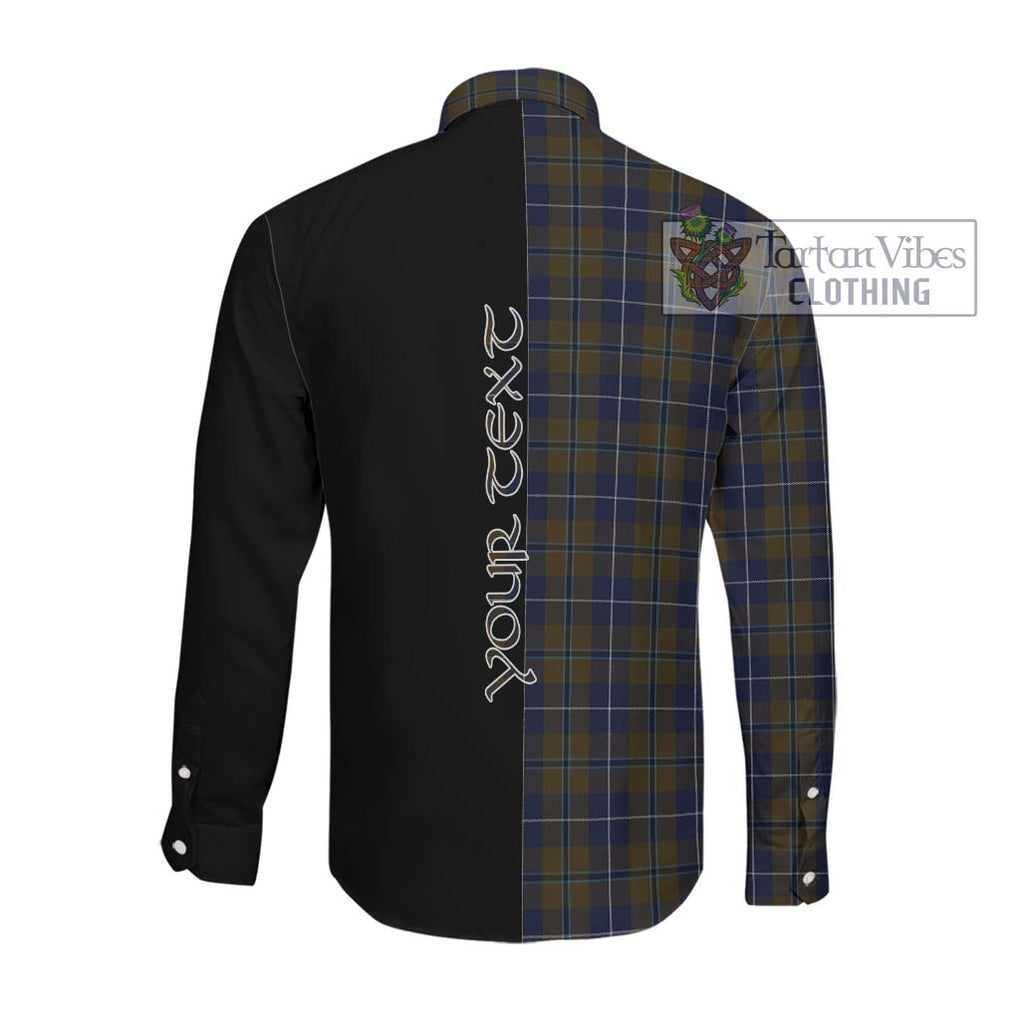 Douglas Brown Tartan Long Sleeve Button Shirt with Family Crest and Half Of Me Style Men's Shirt - Tartanvibesclothing Shop