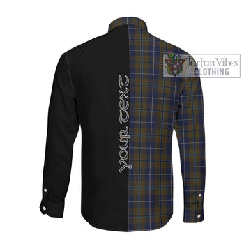 Douglas Brown Tartan Long Sleeve Button Shirt with Family Crest and Half Of Me Style