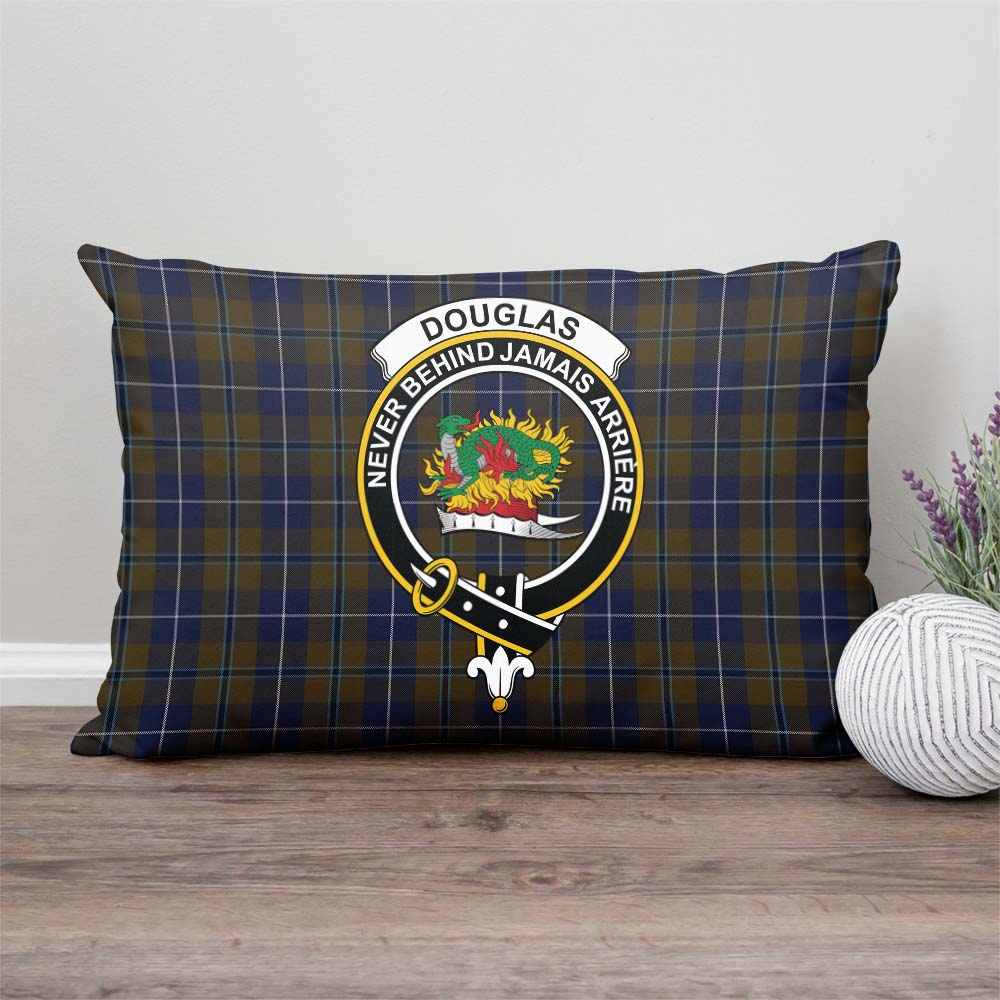 Douglas Brown Tartan Pillow Cover with Family Crest Rectangle Pillow Cover - Tartanvibesclothing