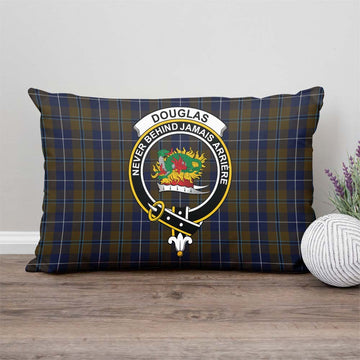 Douglas Brown Tartan Pillow Cover with Family Crest