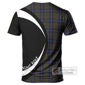 Douglas Brown Tartan T-Shirt with Family Crest Circle Style