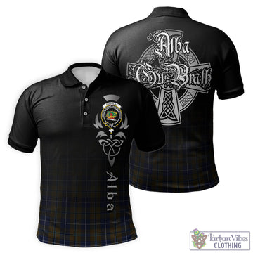 Douglas Brown Tartan Polo Shirt Featuring Alba Gu Brath Family Crest Celtic Inspired