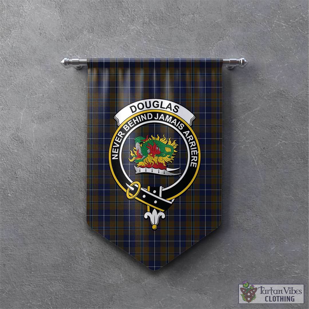 Tartan Vibes Clothing Douglas Brown Tartan Gonfalon, Tartan Banner with Family Crest