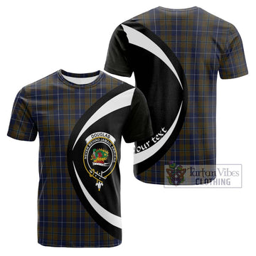 Douglas Brown Tartan Cotton T-shirt with Family Crest Circle Style