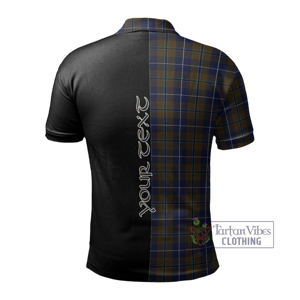 Douglas Brown Tartan Polo Shirt with Family Crest and Half Of Me Style - Tartanvibesclothing Shop