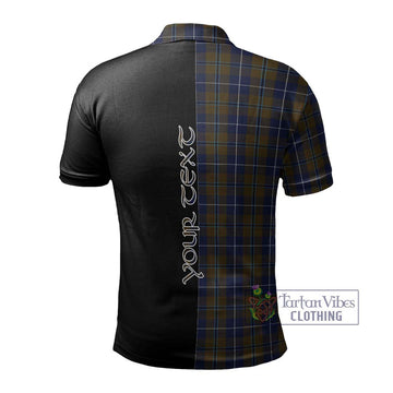 Douglas Brown Tartan Polo Shirt with Family Crest and Half Of Me Style