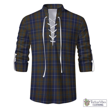 Douglas Brown Tartan Men's Scottish Traditional Jacobite Ghillie Kilt Shirt