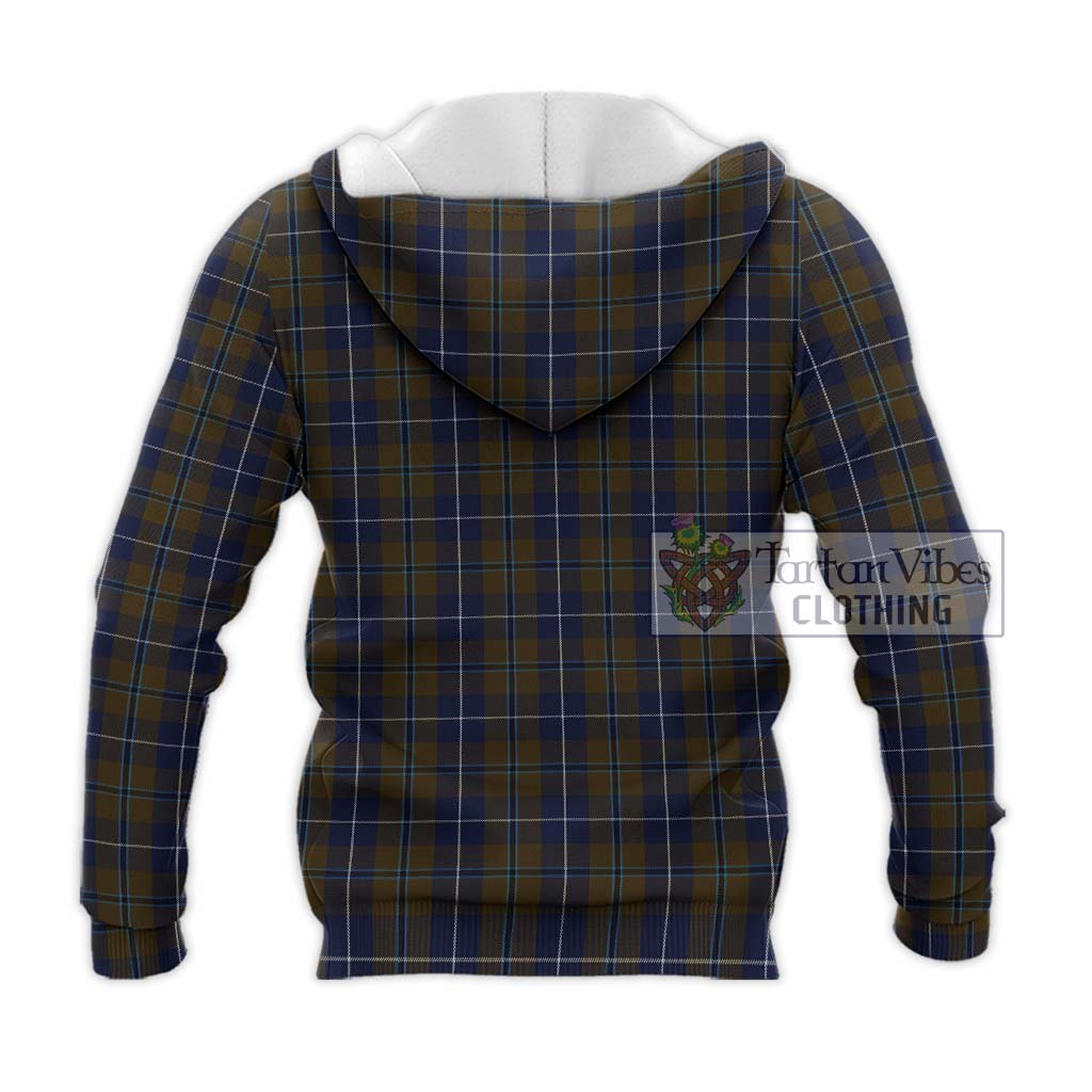 Tartan Vibes Clothing Douglas Brown Tartan Knitted Hoodie with Family Crest DNA In Me Style