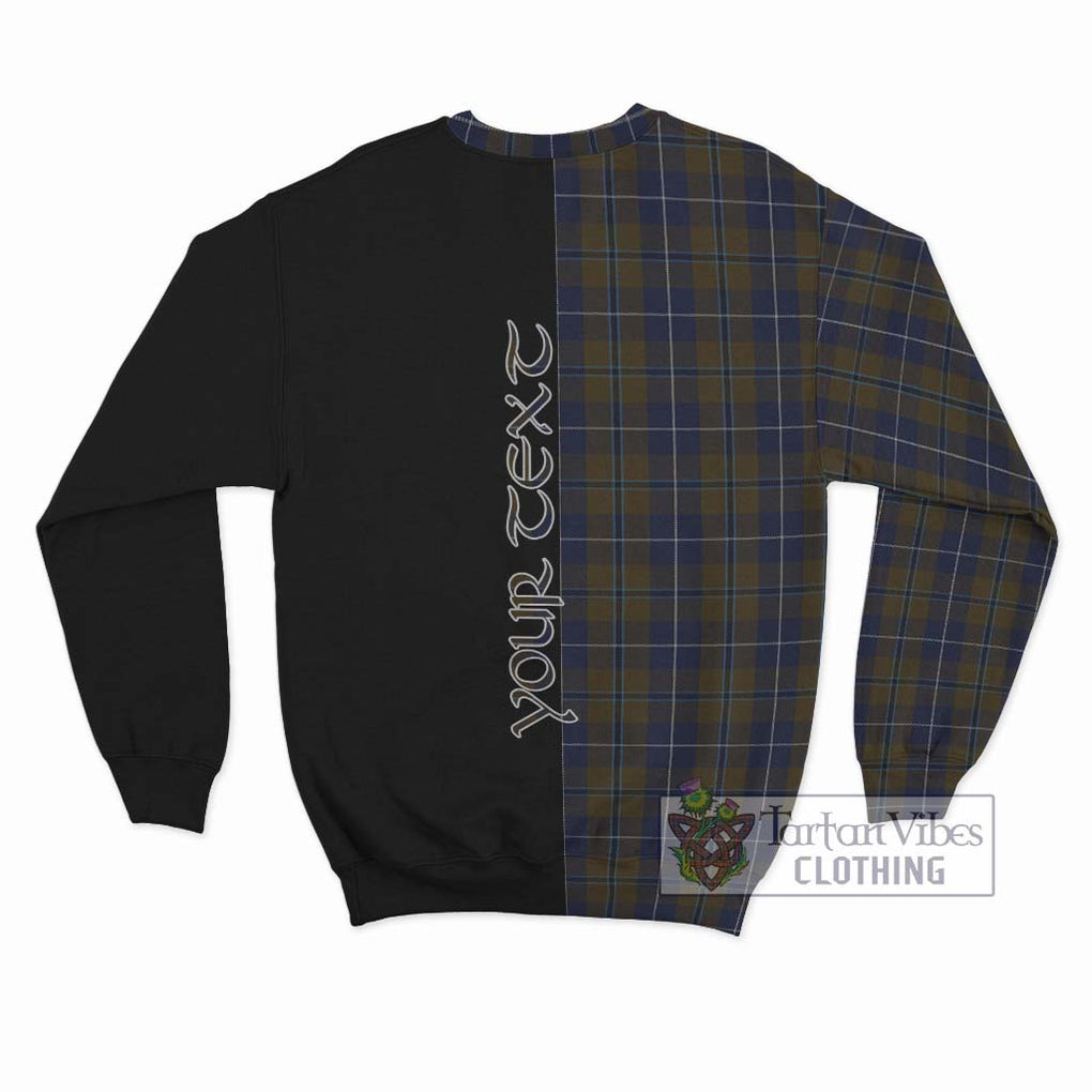 Douglas Brown Tartan Sweatshirt with Family Crest and Half Of Me Style - Tartanvibesclothing Shop