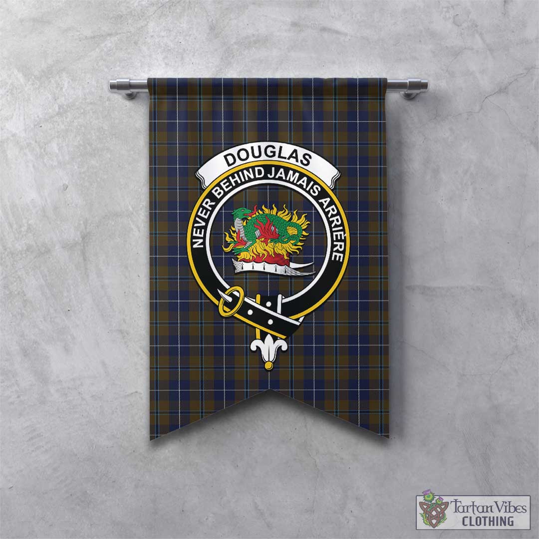 Tartan Vibes Clothing Douglas Brown Tartan Gonfalon, Tartan Banner with Family Crest