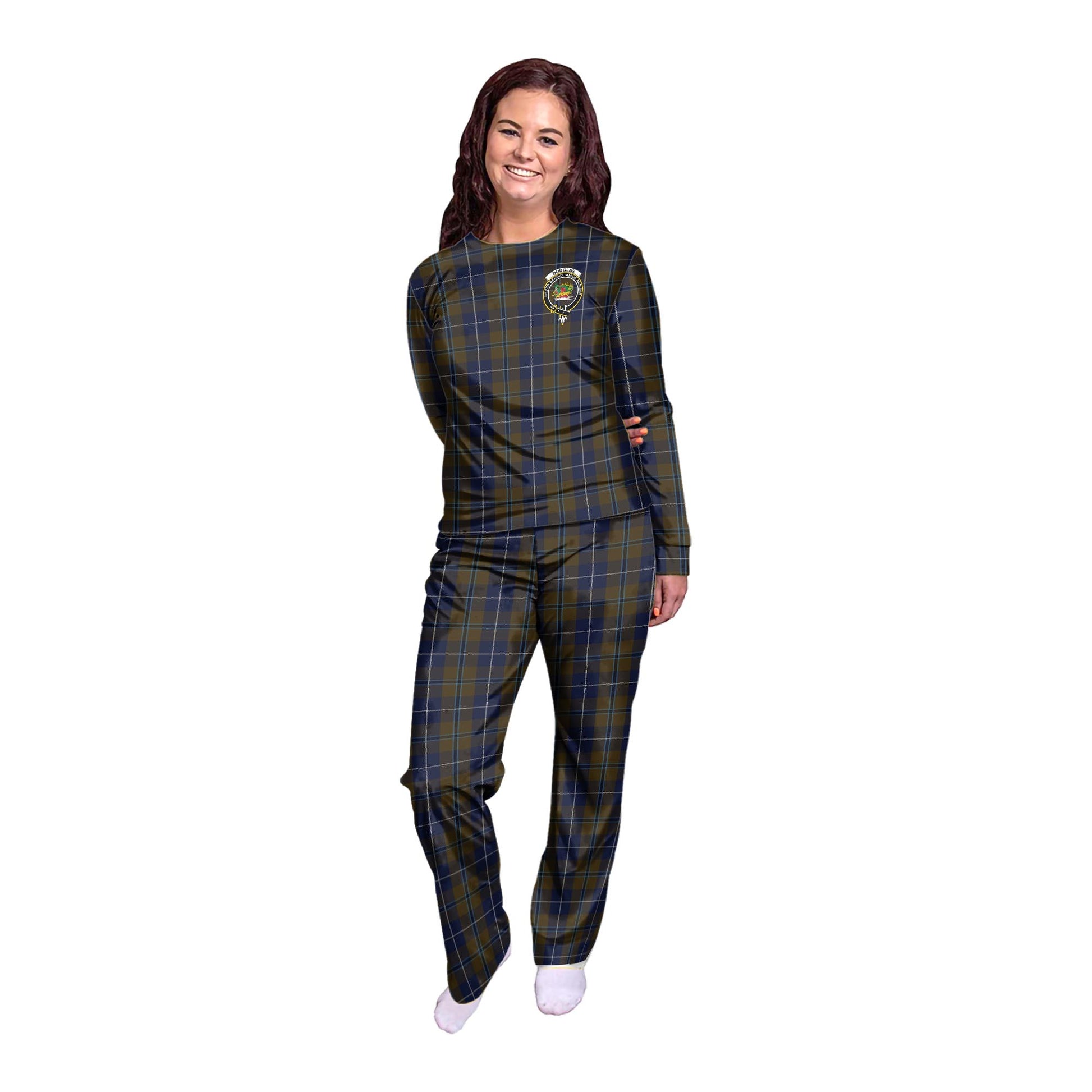 Douglas Brown Tartan Pajamas Family Set with Family Crest - Tartan Vibes Clothing