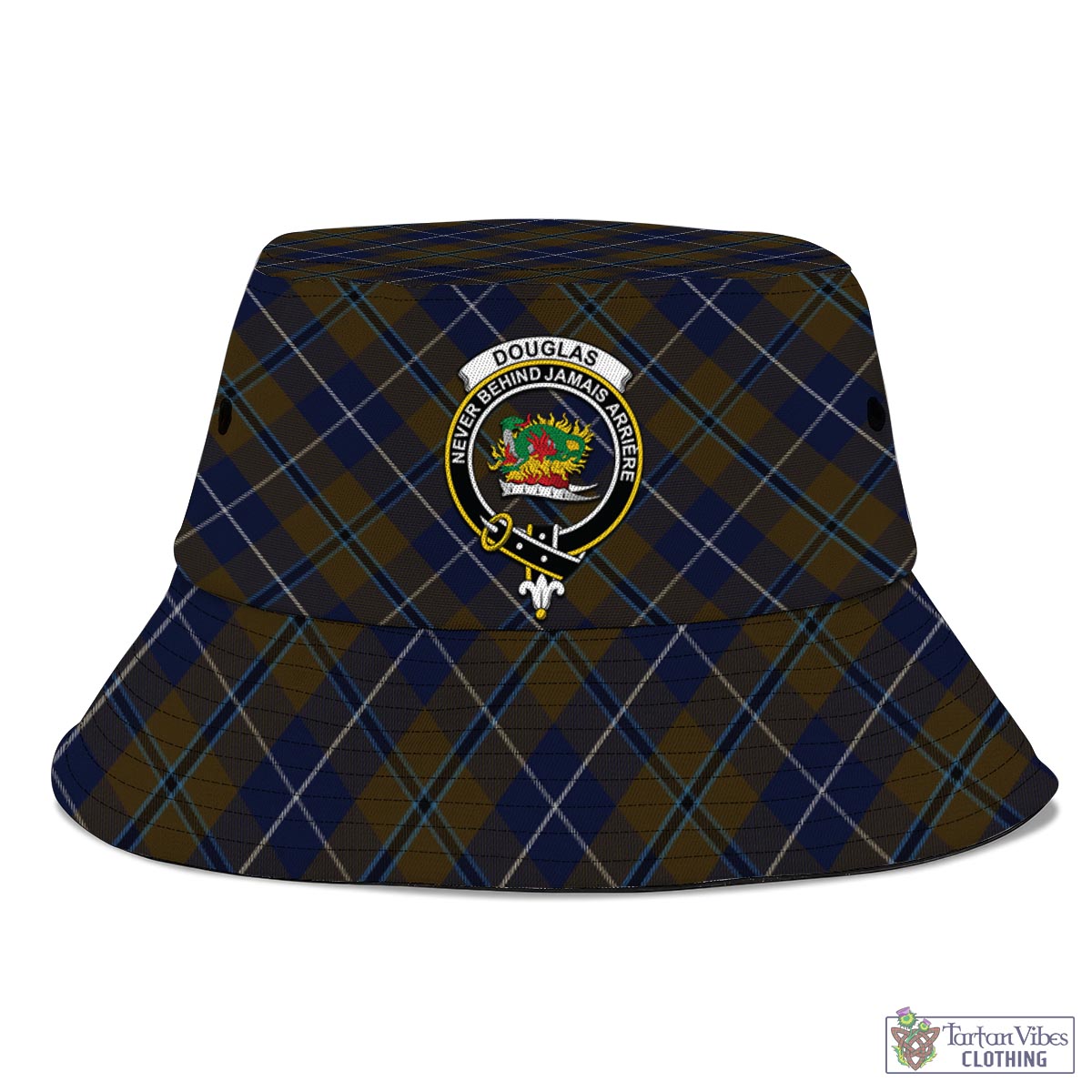 Tartan Vibes Clothing Douglas Brown Tartan Bucket Hat with Family Crest