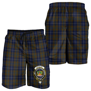 Douglas Brown Tartan Mens Shorts with Family Crest