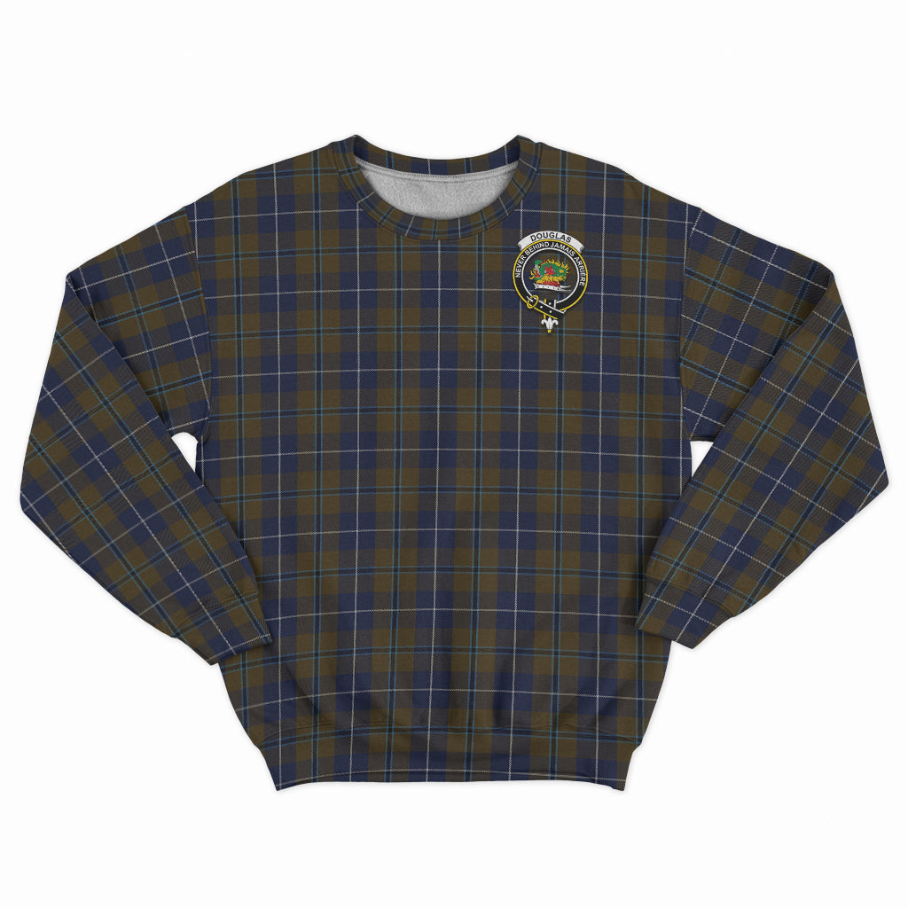 Douglas Brown Tartan Sweatshirt with Family Crest - Tartan Vibes Clothing