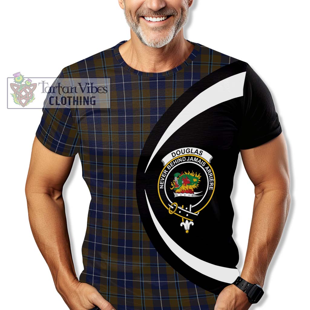 Tartan Vibes Clothing Douglas Brown Tartan T-Shirt with Family Crest Circle Style