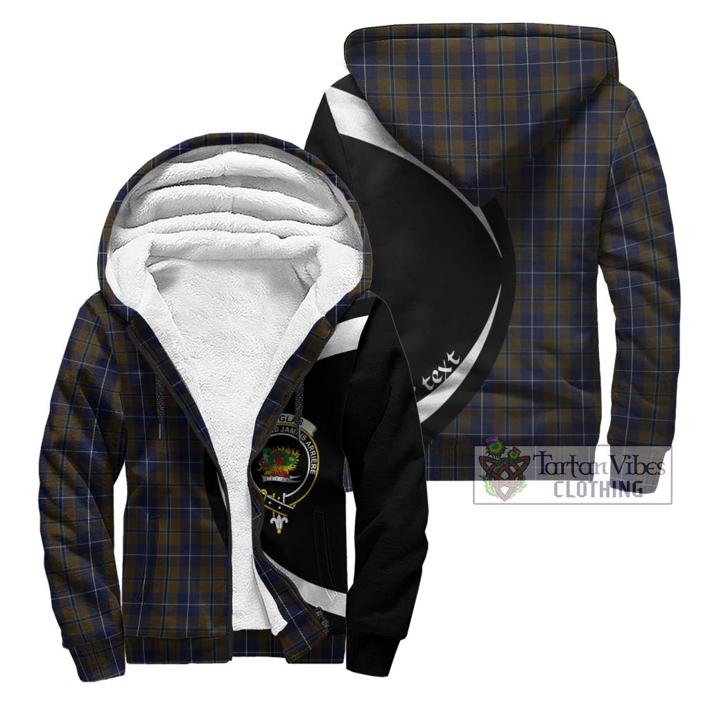 Douglas Brown Tartan Sherpa Hoodie with Family Crest Circle Style Unisex - Tartan Vibes Clothing