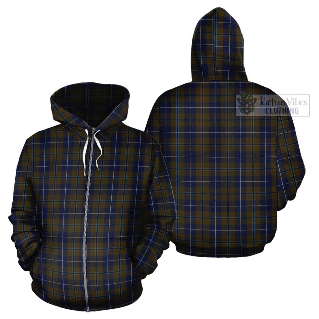 Douglas Brown Tartan Cotton Hoodie Zip Hoodie - Tartan Vibes Clothing