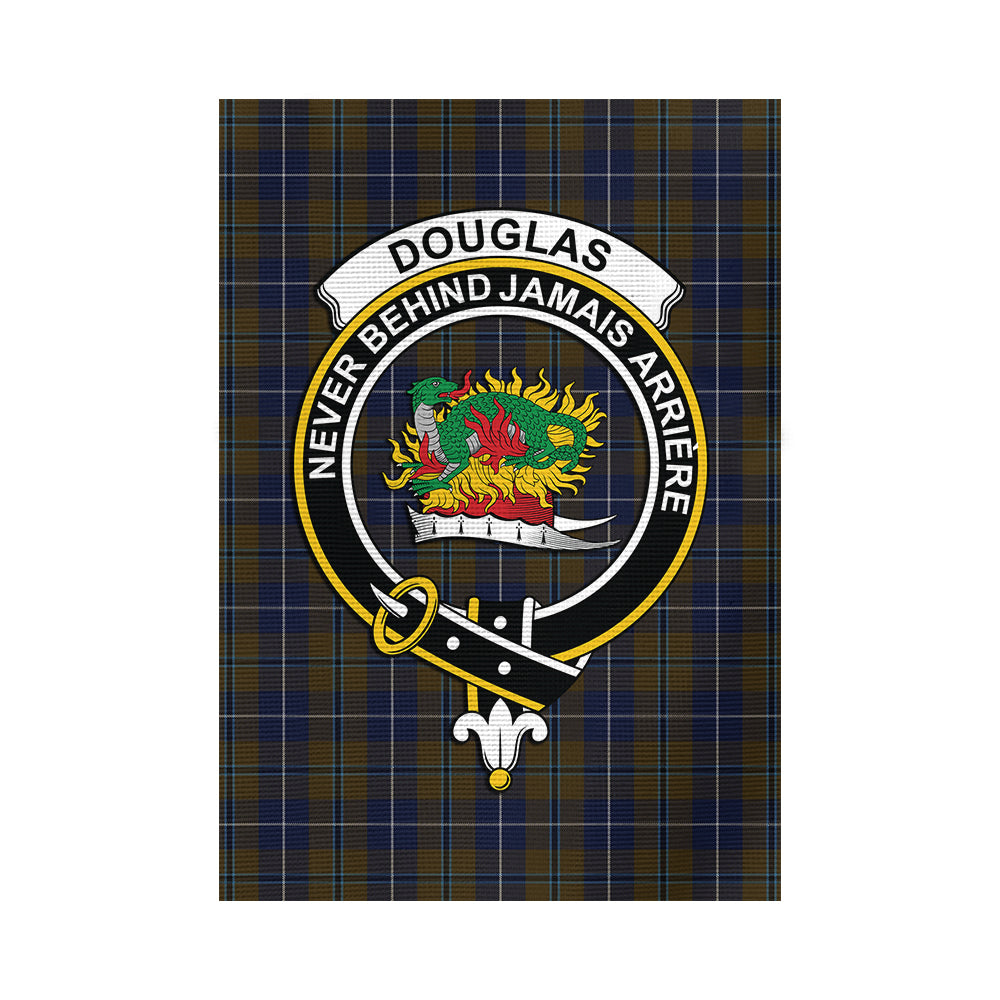 Douglas Brown Tartan Flag with Family Crest - Tartan Vibes Clothing