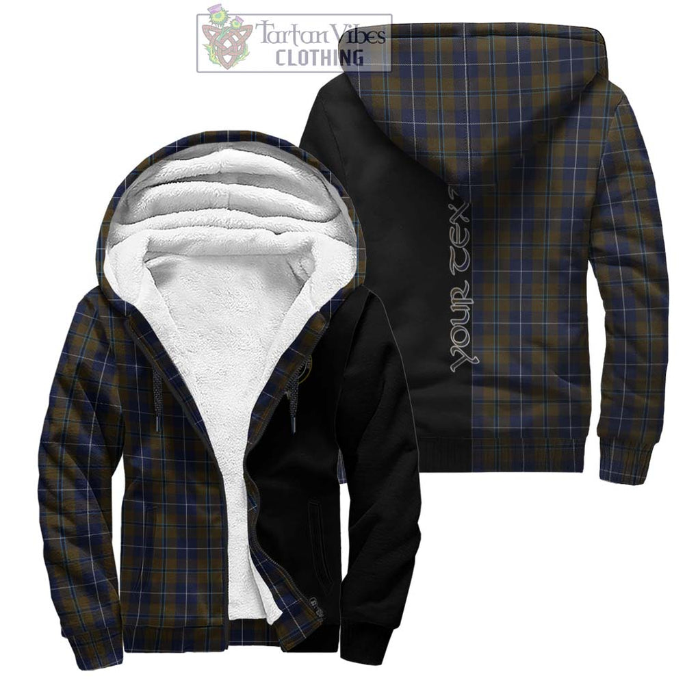 Douglas Brown Tartan Sherpa Hoodie with Family Crest and Half Of Me Style Unisex - Tartanvibesclothing Shop