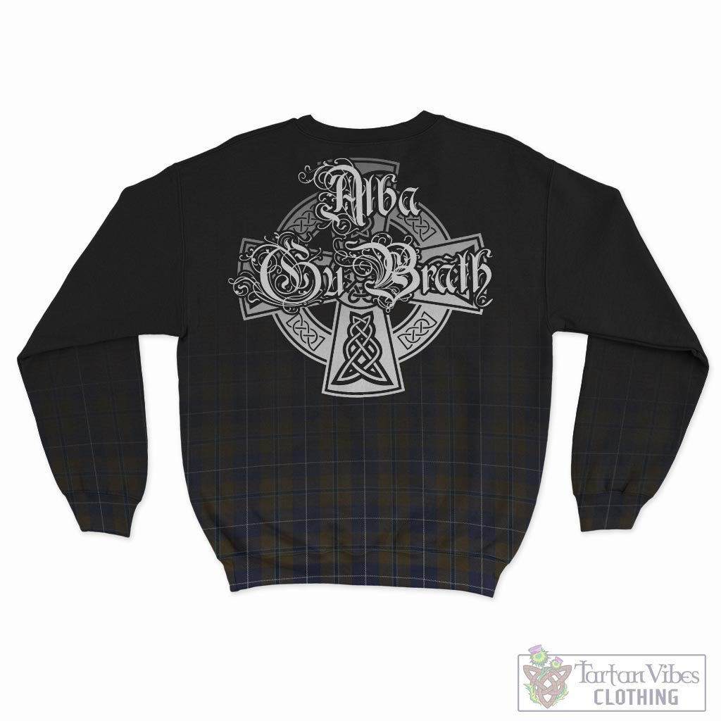 Tartan Vibes Clothing Douglas Brown Tartan Sweatshirt Featuring Alba Gu Brath Family Crest Celtic Inspired