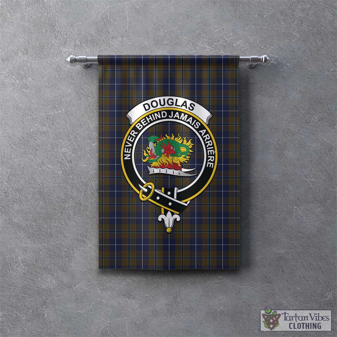 Tartan Vibes Clothing Douglas Brown Tartan Gonfalon, Tartan Banner with Family Crest