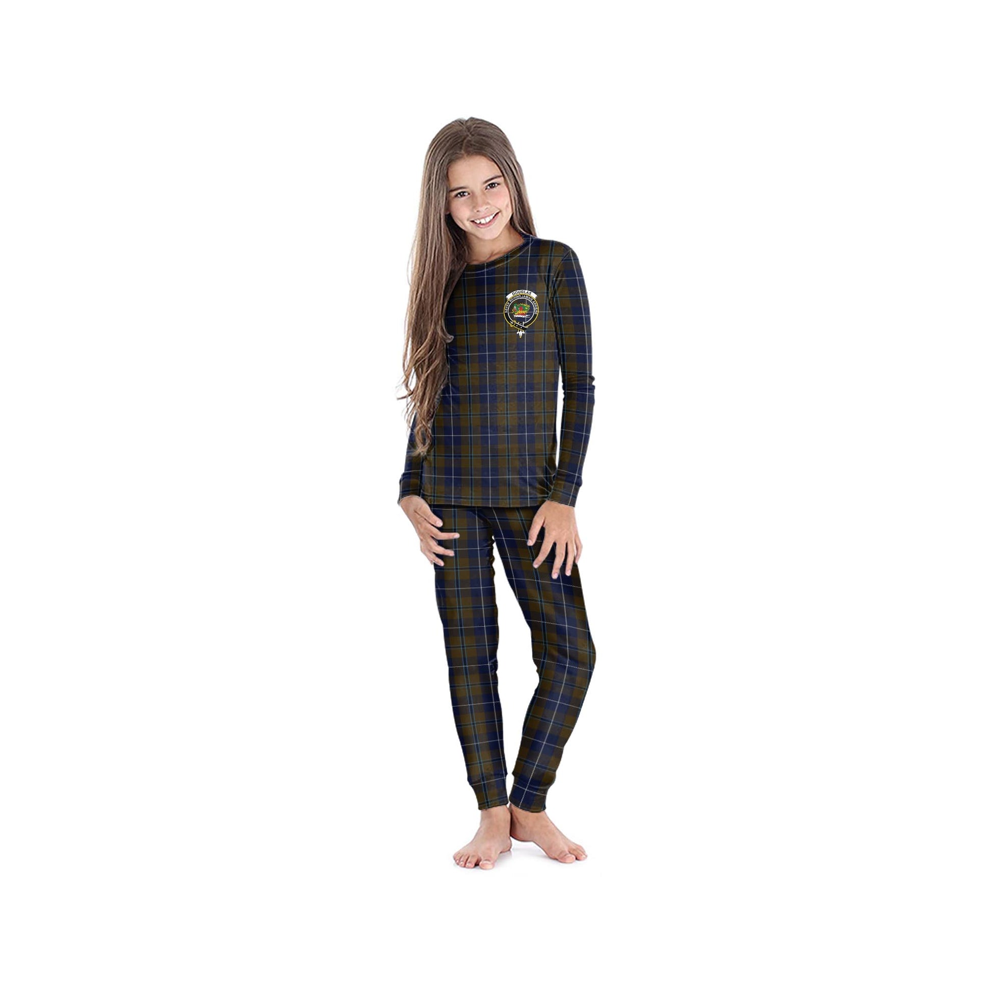 Douglas Brown Tartan Pajamas Family Set with Family Crest - Tartan Vibes Clothing