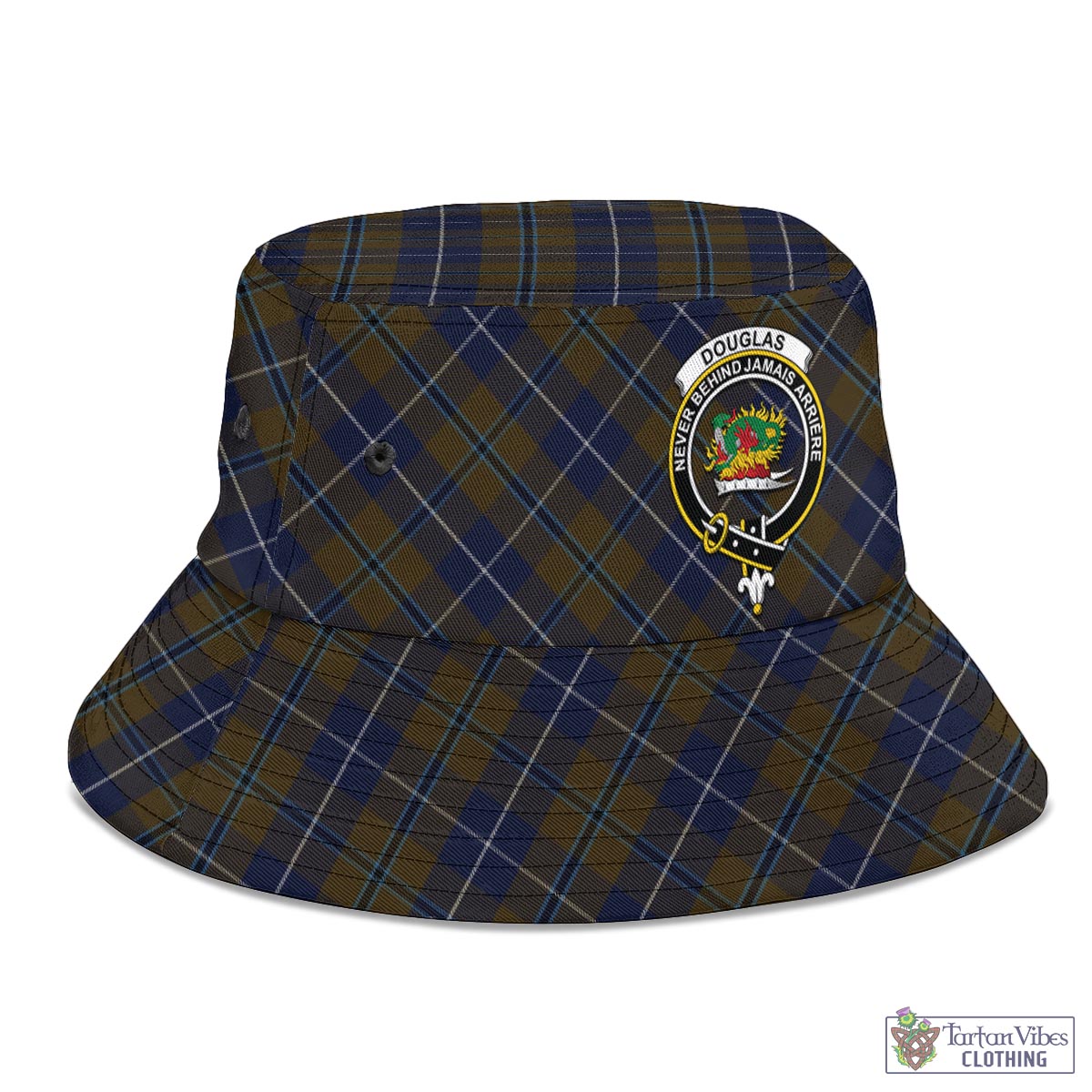 Tartan Vibes Clothing Douglas Brown Tartan Bucket Hat with Family Crest