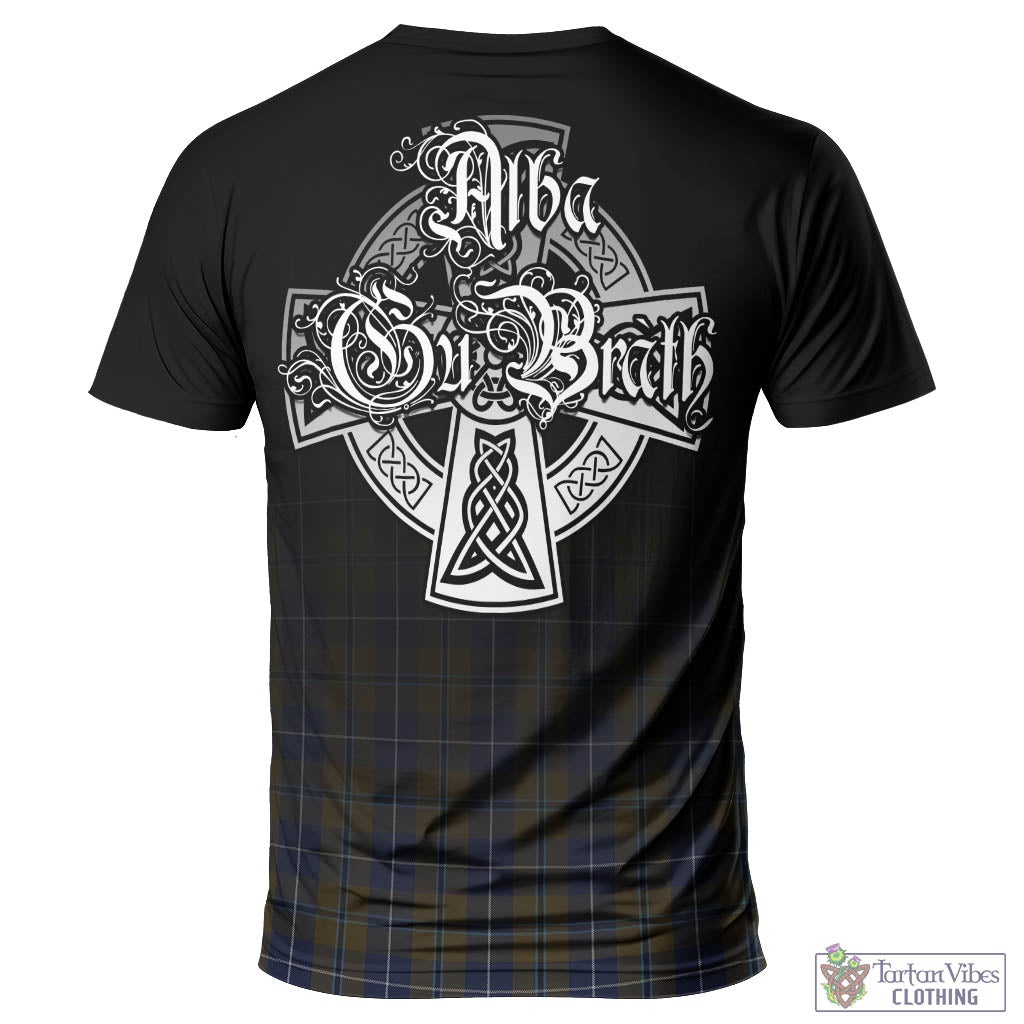 Tartan Vibes Clothing Douglas Brown Tartan T-Shirt Featuring Alba Gu Brath Family Crest Celtic Inspired